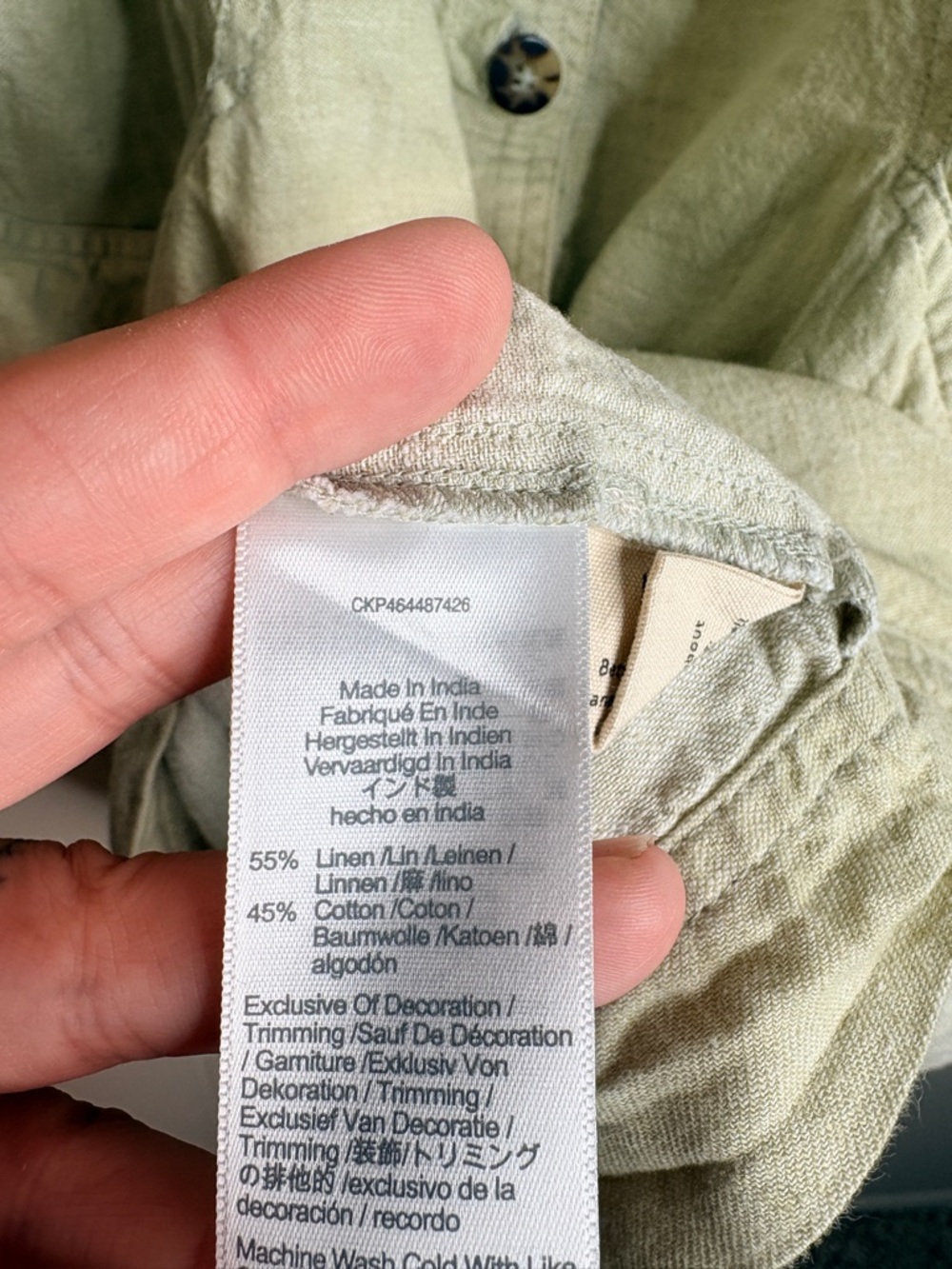 Madewell Plus Linen-Cotton Puff-Sleeve Dress size 16W mini‎ button down ruched - Picture 5 of 7